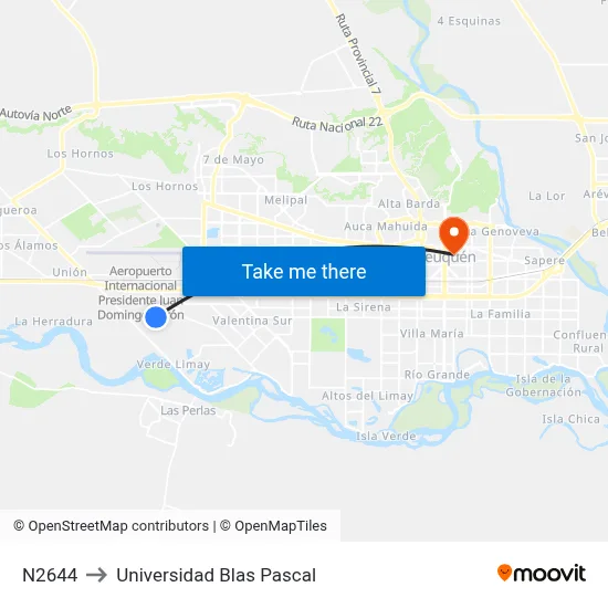 N2644 to Universidad Blas Pascal map