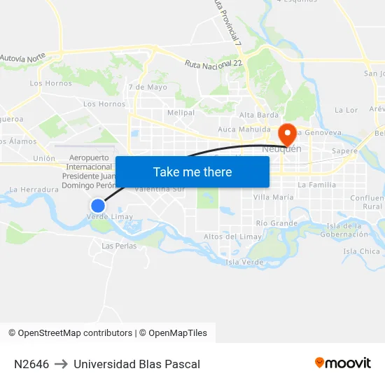 N2646 to Universidad Blas Pascal map