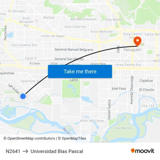 N2641 to Universidad Blas Pascal map