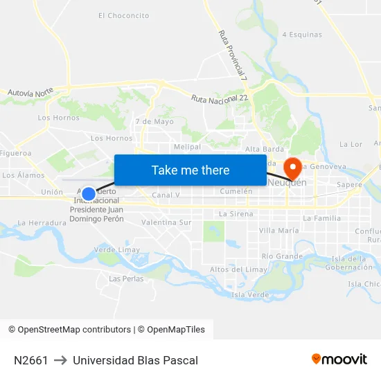 N2661 to Universidad Blas Pascal map