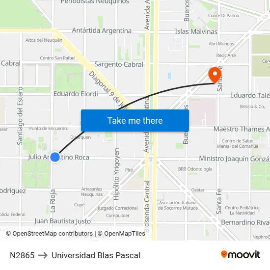 N2865 to Universidad Blas Pascal map