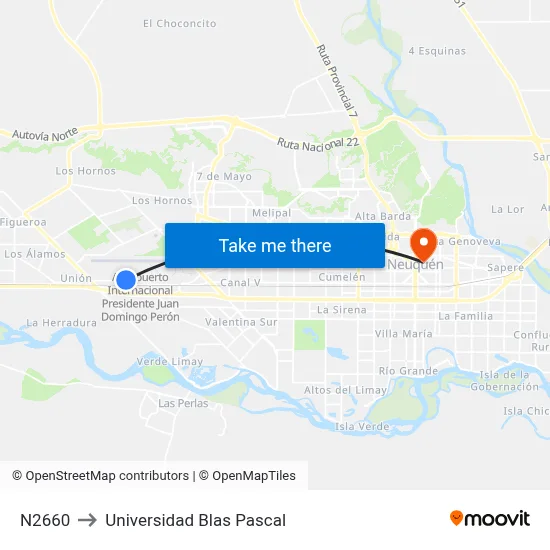 N2660 to Universidad Blas Pascal map