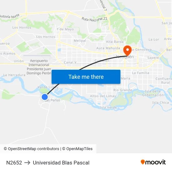 N2652 to Universidad Blas Pascal map