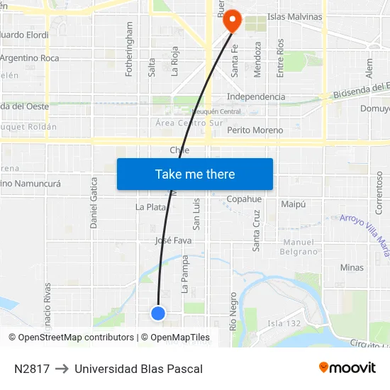 N2817 to Universidad Blas Pascal map