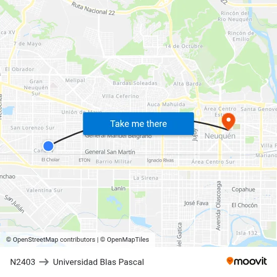 N2403 to Universidad Blas Pascal map