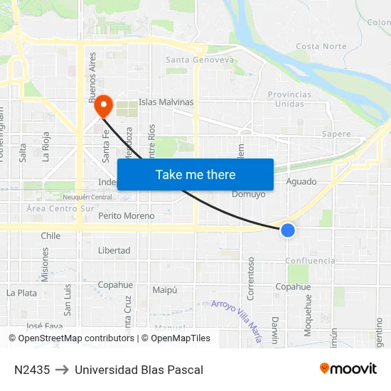 N2435 to Universidad Blas Pascal map