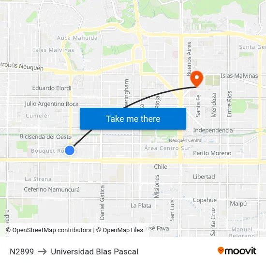 N2899 to Universidad Blas Pascal map
