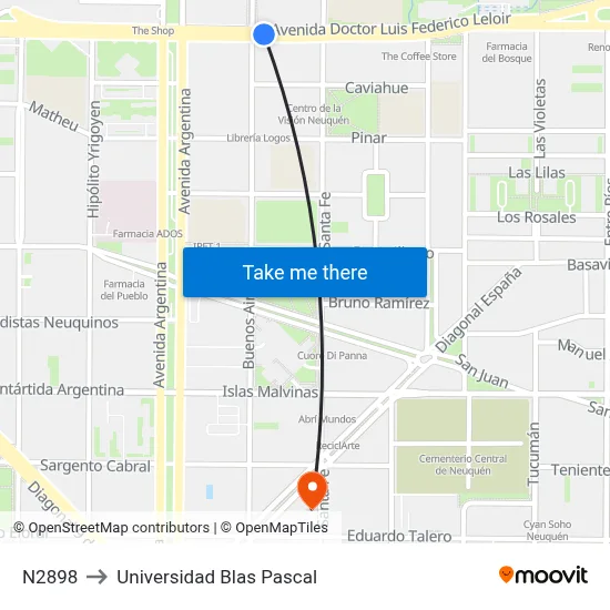 N2898 to Universidad Blas Pascal map