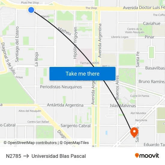 N2785 to Universidad Blas Pascal map