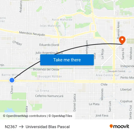 N2367 to Universidad Blas Pascal map