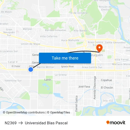 N2369 to Universidad Blas Pascal map