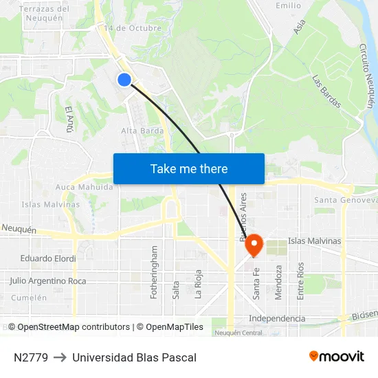 N2779 to Universidad Blas Pascal map