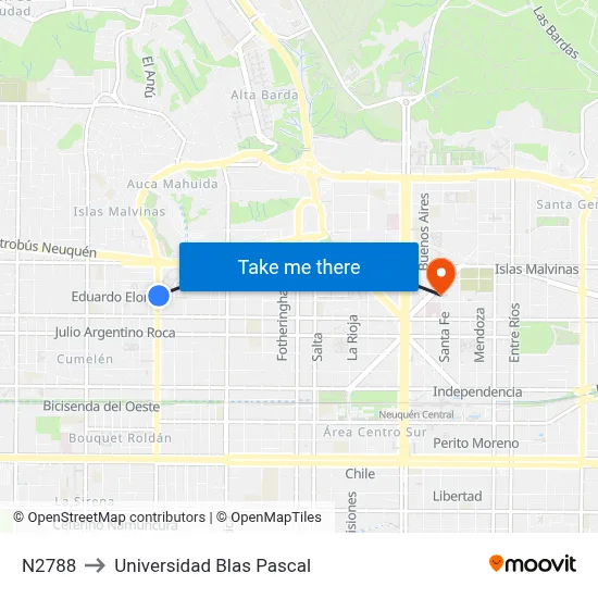 N2788 to Universidad Blas Pascal map