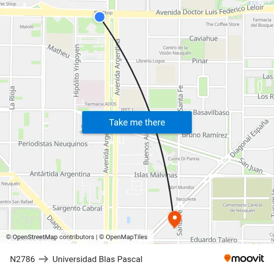 N2786 to Universidad Blas Pascal map