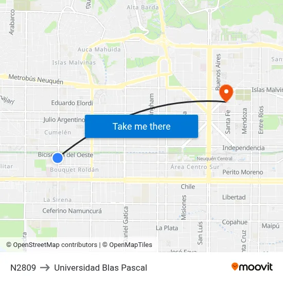 N2809 to Universidad Blas Pascal map