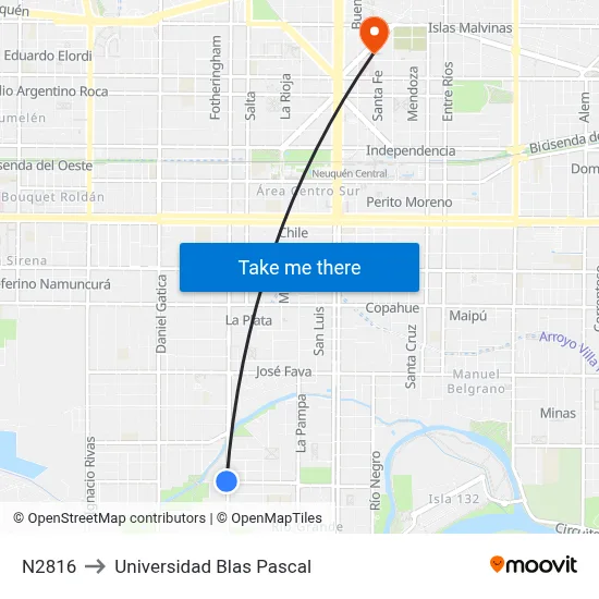 N2816 to Universidad Blas Pascal map