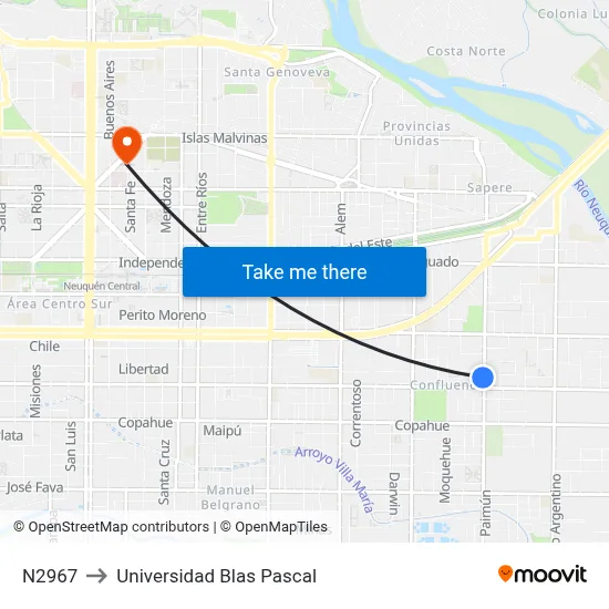 N2967 to Universidad Blas Pascal map