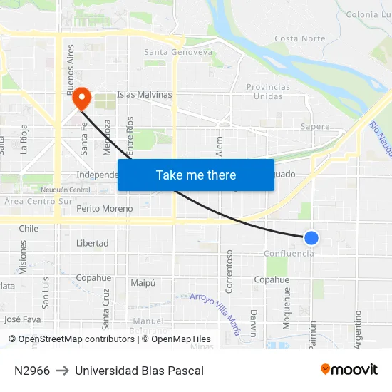 N2966 to Universidad Blas Pascal map