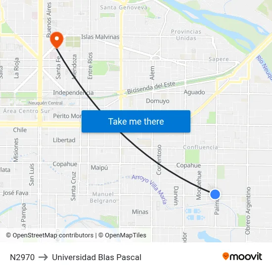 N2970 to Universidad Blas Pascal map