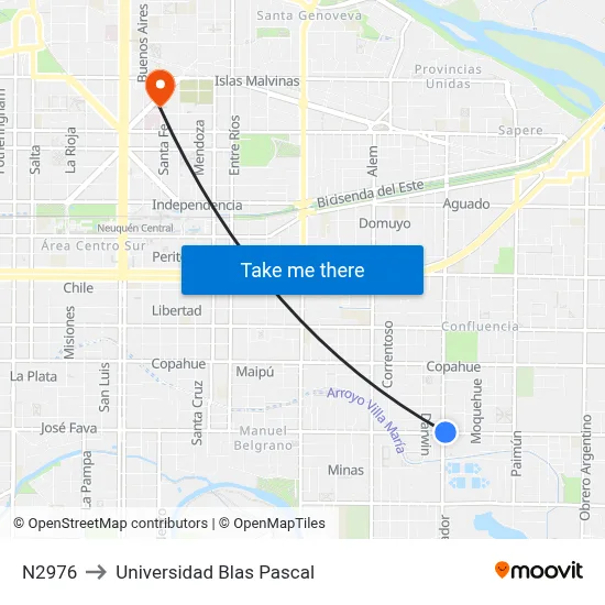 N2976 to Universidad Blas Pascal map
