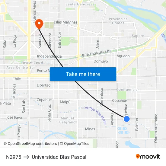 N2975 to Universidad Blas Pascal map