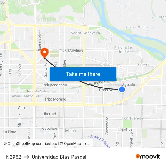 N2982 to Universidad Blas Pascal map