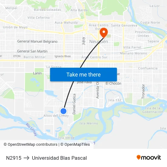 N2915 to Universidad Blas Pascal map