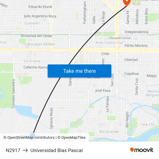 N2917 to Universidad Blas Pascal map
