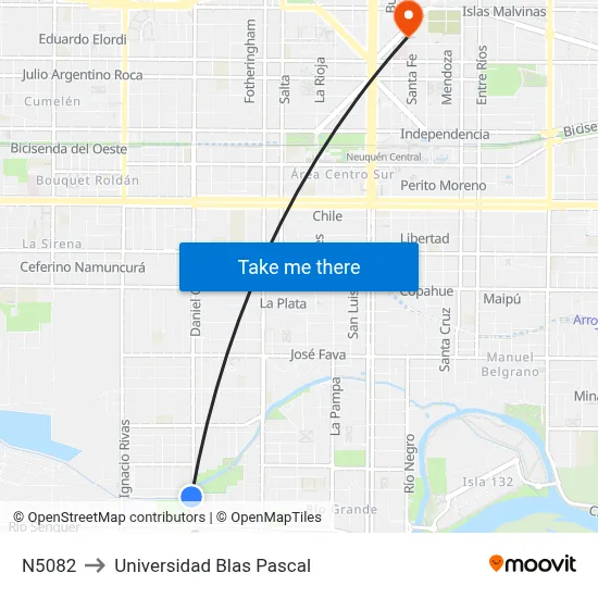N5082 to Universidad Blas Pascal map