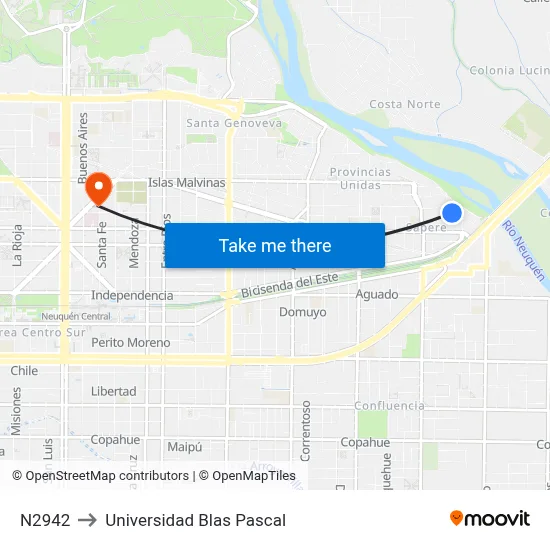 N2942 to Universidad Blas Pascal map