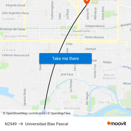 N2949 to Universidad Blas Pascal map