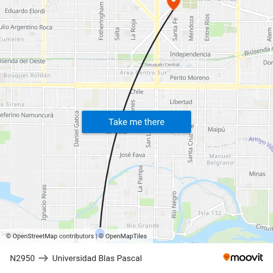 N2950 to Universidad Blas Pascal map