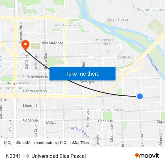 N2341 to Universidad Blas Pascal map