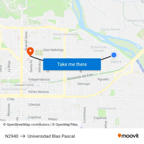 N2940 to Universidad Blas Pascal map