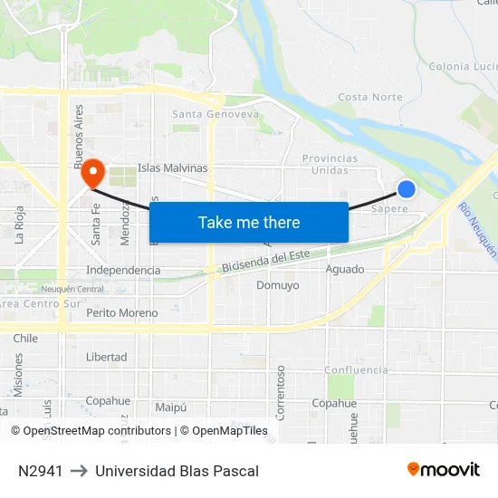 N2941 to Universidad Blas Pascal map