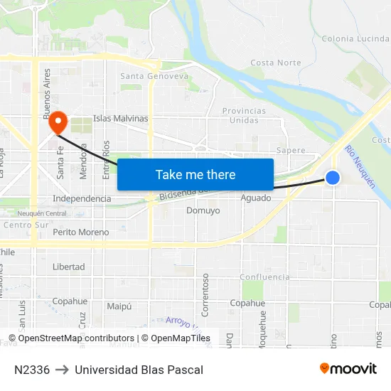 N2336 to Universidad Blas Pascal map