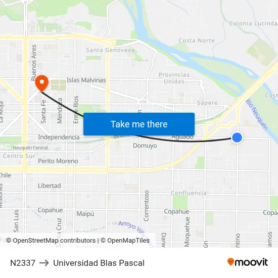 N2337 to Universidad Blas Pascal map