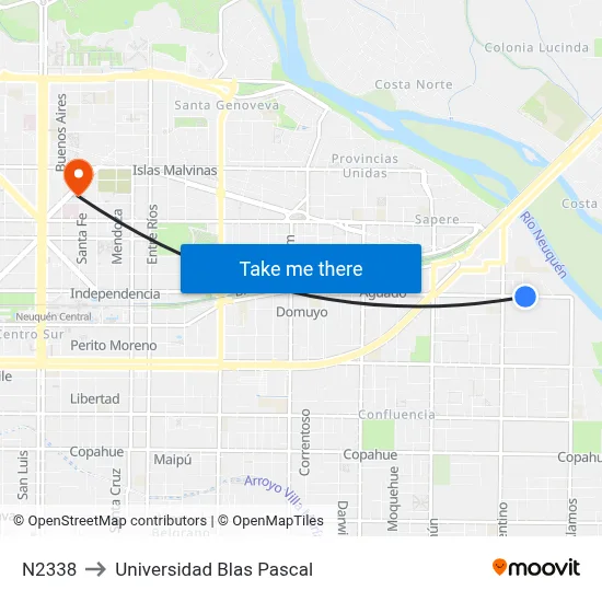 N2338 to Universidad Blas Pascal map