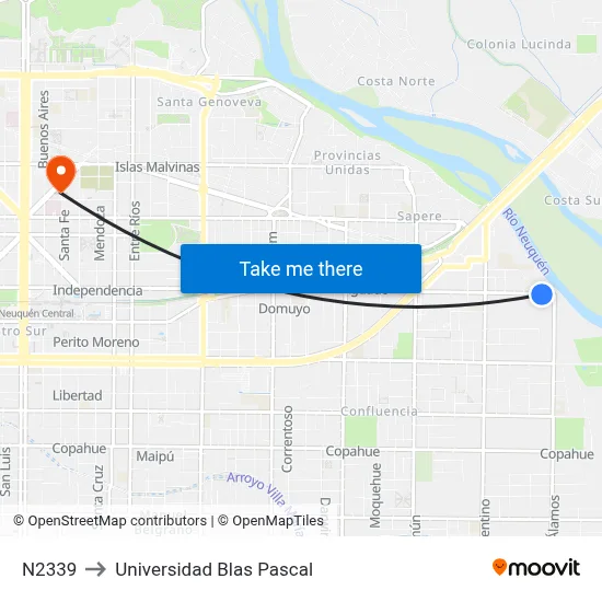 N2339 to Universidad Blas Pascal map
