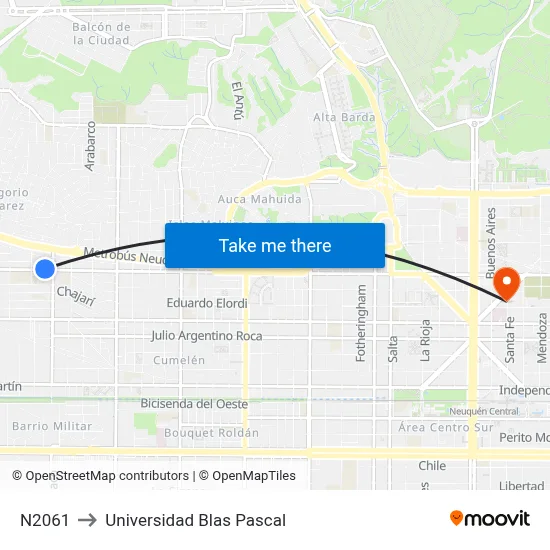 N2061 to Universidad Blas Pascal map