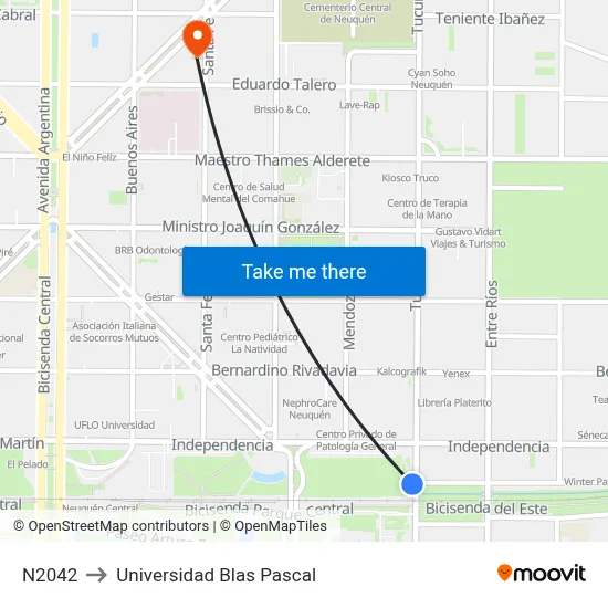 N2042 to Universidad Blas Pascal map