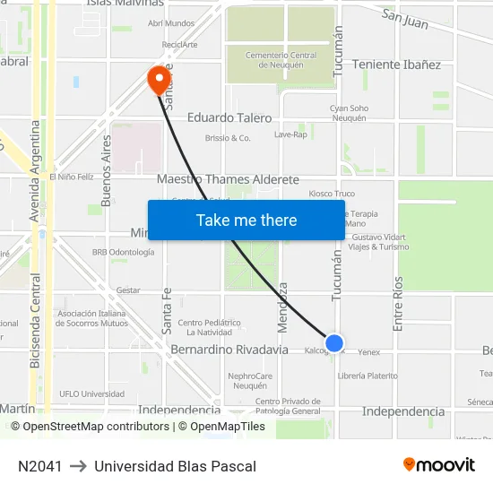 N2041 to Universidad Blas Pascal map