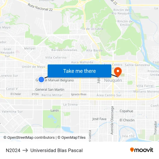 N2024 to Universidad Blas Pascal map