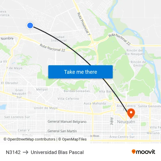 N3142 to Universidad Blas Pascal map