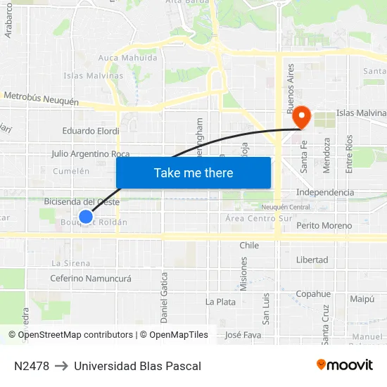 N2478 to Universidad Blas Pascal map