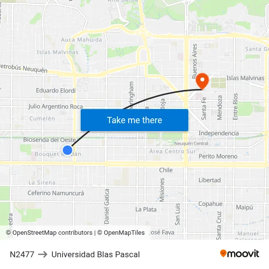 N2477 to Universidad Blas Pascal map