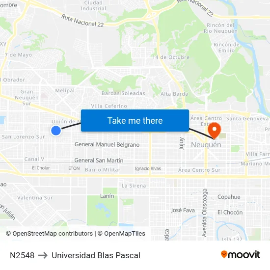 N2548 to Universidad Blas Pascal map