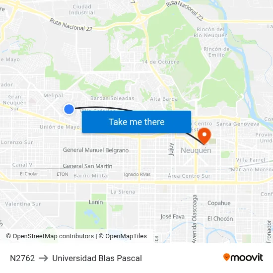 N2762 to Universidad Blas Pascal map