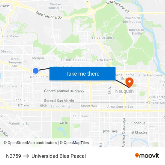 N2759 to Universidad Blas Pascal map