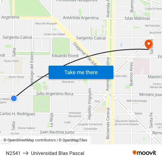 N2541 to Universidad Blas Pascal map